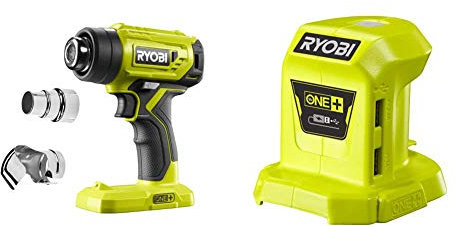Ryobi R18HG-0 18V ONE+ Cordless Heat Gun (Body Only) & R18USB-0 18V ONE+ Cordless USB Charger (Body Only), Green
