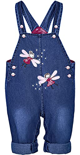 Peacolate 6M-3Jahre Baby Mädchen Denim Latzhose Stickerei Sterne Latzhose Jeans Overall (6-9Monate, Fee)