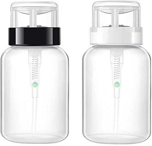 Nachfüllbare Flaschen 2 Stück Nagel leer Rusable Pastic Pumppresse Flüssigkeitsbehälter Nagellackentferner Pumpspender für Nagellack Sauberes flüssiges Wasser Schwarzweiß Praktisches Design und langl