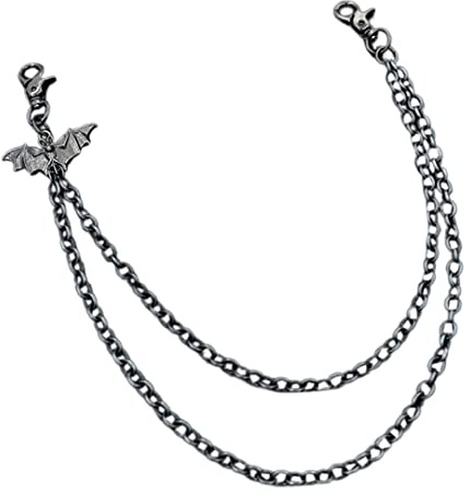 Fledermaushose Kette für Overalls Jeans Hip Hop Punk Taille Kette Geldbörse Kette Gürtel Ketten Cool Body Schmuck für Männer Frauen 1 Pack, Einheitsgröße, Nicht-Edelmetall, Ohne Edelstein