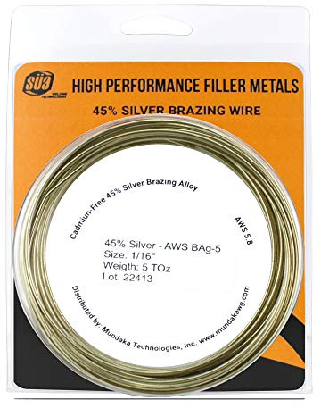 SÜA - Silver Brazing Solder Wire - 45% - AWS Bag-5 - Size: 1/16'' - (5 Troy Ounce)
