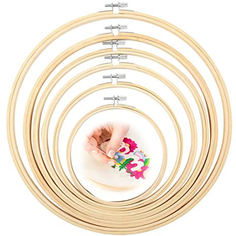 XPEX 6 PCS stickrahmen,stickrahmen holz,stickrahmen set,strickring,kreuzstich,stickring,strickrahmen,Gratfrei, glatt und leicht, ideal für Stickereien, Handarbeiten