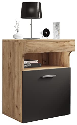 VCM Nachttisch 45x39x61 cm 1 Tür 2 Fächer Nachtkonsole Holzwerkstoff | Ablage- und Stauraumlösung direkt neben dem Bett - praktisch fürs Schlafzimmer - für Erwachsene und Paare