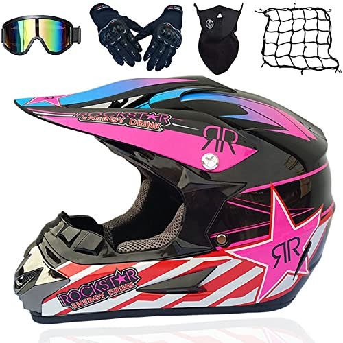 Casco Motocross ECE Homologado Integral MX Enduro para Motocicleta Pink-M