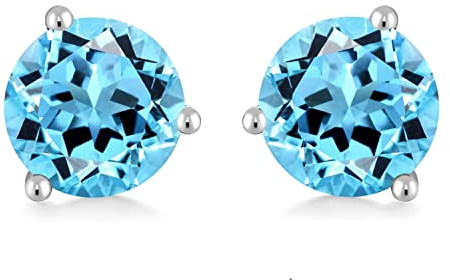 Bellitia Jewelry Pendientes/Aretes de Plata de Ley 925 Pendientes de Botón para Mujeres Chicas, Pendientes de Tuerca con Piedra de Nacimiento, Pendientes Pequeños Antialérgicos Joyas Mujer