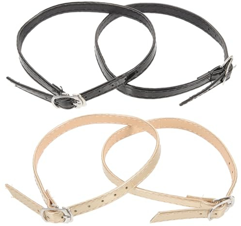Heel Straps for Shoes-2 Pairs Women's Pu Leather Anti Slip Shoe Straps Straps for Heels Black with Buckle Shoelace Belt - Beige Black -12.58 in