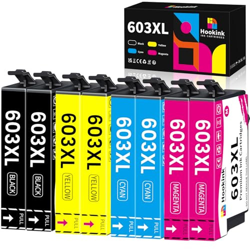 Hookink 8-Pack 603XL Druckerpatronen Kompatibel mit Epson 603XL für Expression Home XP-2100 XP-2150 XP-3100 XP-3105 XP-3150 XP-4100 XP-4105 Workforce WF-2810 WF-2830 WF-2835 WF-2840 WF-2850