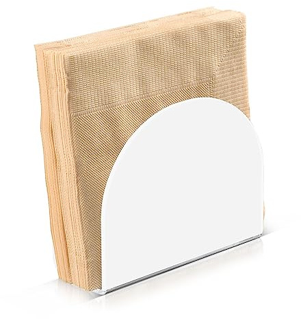 Quteprint Porte-serviettes en acrylique blanc pour table, organisateur de serviettes de ferme, distributeur de rangement de serviettes en papier pour table d'extérieur pour fête et dîner