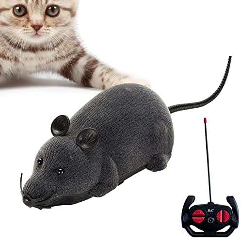 Stronrive Jouet Souris pour Chat Télécommandé, Jouet Souris Électronique Réaliste pour Chat, Alimenté par des Piles, Imite Le Mouvement d'une Vraie Proie, Jeu Et Interactif (sans Pile)
