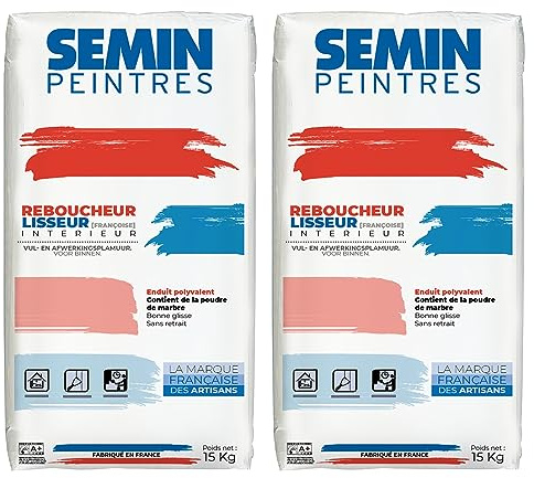 Enduit de Rebouchage et Lissage Semin (Françoise), Intérieur, en Poudre, sac 15 kg, lot de 2