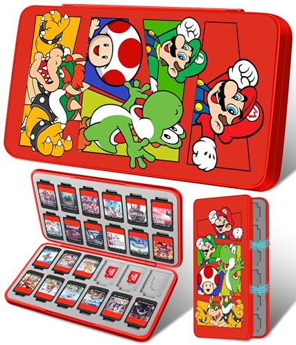 Xinocy Custodia per Nintendo Switch con 24 slot per giochi e 24 slot per schede SD per Nintendo Switch/Lite/OLED, carine custodie per cartucce per giochi di cartoni animati per ragazzi, bambini e