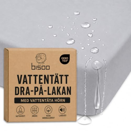 Bisoo Magic Sheet 70x140 Grå Vattentät Dra-på-lakan för Spjälsäng Lekhage