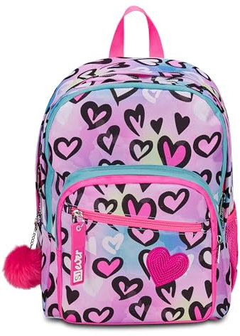 SJ Ever Zaino Scuola Doppio Scomparto, Rosa, Heartscope Girl, Con Tasca Porta Borraccia, Zaino Scuola Elementare, Zaino Bambina