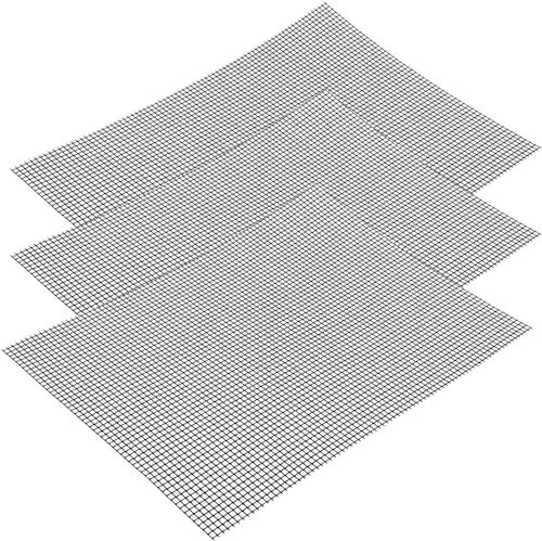 Tappetino per griglia antiaderente, tappetino per griglia in rete di teflon 42 x 36 cm, riutilizzabile, tappetino per barbecue, per grigliare carne, verdure, frutti di mare (3 pezzi)