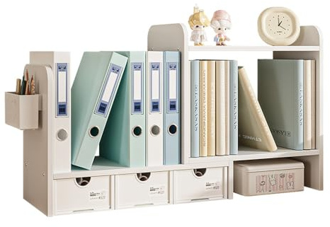 Erweiterbares Desktop-Bücherregal mit 3 Schubladen, Ausstellungsregal | Arbeitsplatte-Bücherregal, Heim- und Bürobedarf Schreibtisch-Aufbewahrung-Organizer