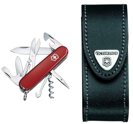 Victorinox, Schweizer Taschenmesser, Climber & Drehclip-Gürteletui, Taschenmesser Etui, Messertasche für Gürtel, Leder, schwarz