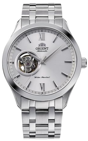 Orient Contemporary Open Heart AG03 Herren-Armbanduhr, automatisch, manuell aufziehbar, 39 mm Stahl Silber, Casual
