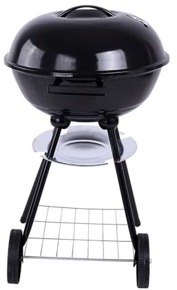 HYCHIKA Barbecue Charbon de Bois, Barbecues à charbon Ø47cm 18pouce Rond Vertical BBQ Compact Grill avec Couvercle Grille Chromée Roues, pour le Jardin Balcon Camping L'extérieur
