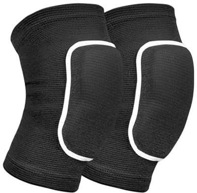 NJIEzhao Knee Pads 2pcs/Set Winter Sports Kneepad Men Knee Pads Knee Support Fitness Gear Basketball Knee Brace Protector Non-Slip Knee Pads Women(Black and White,L)