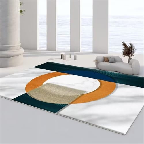 Kunsen 140X200CM Teppich Läufer Flur Abstrakte Geometrie, Wohnbereich, Schlafzimmer einfach zu pflegen Teppiche Fürs Kinderzimmer Mehrfarbig Flickenteppich Großer