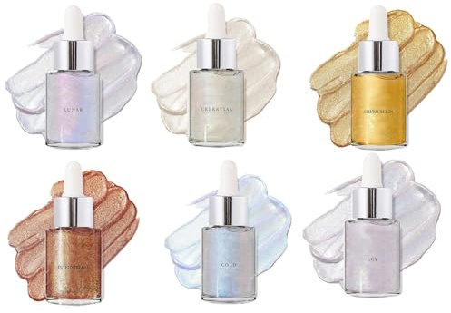Schimmerndes Körperöl, Glitzer-Körperöl, 30 ml Körperglitter, Körper-Make-up-Öl, 6 Farben, natürliche flüssige Textmarker für den Körper, goldene Flüssigkeit scint