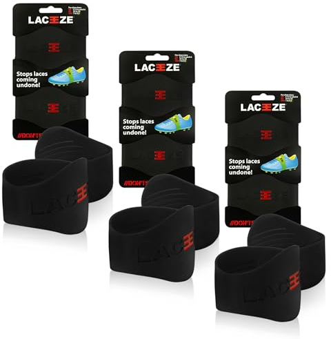 Laceeze Max Bands - Bekannt aus Dragons' Den - Gerippte Technologie - Sichere Schnürsenkel, Verhindert Entwirren, Passend für Schuhgröße 40+, Ideal für Sportschuhe, Fußball, Rugby