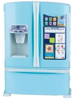 cavernedesjouets Grand frigo americain realiste avec Sons 28x12x38cm - Mon refrigerateur - Appareil Cuisine Enfant avec Carte Animal - Jouet menager dinette
