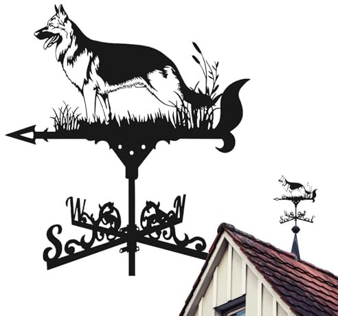 Wetterfahne - Gartenfahne für Rasen, Wetterfahne für Hunde, UV-beständig, Retroeisen | Gartenstecker Wetterfahne mit Rostschutzbeschichtung, dekorativer Windrichtungsindikator für