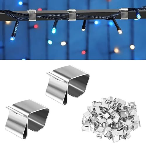 XIONGXIAOZHI 100 Pieces Gutter Hooks for Lights Stainless Outdoor Light Hooks Clips Gutter Hooks for Outdoor Lights Christmas Lights Gutter Hooks Outdoor for Various Ornamental Lights (14 * 20mm)