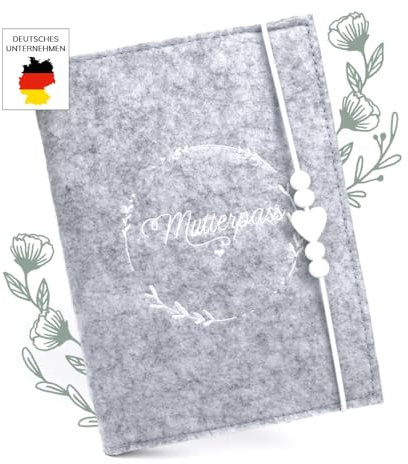 MYLILY | Hülle Mutterpass Deutschland | Mutterkindpasshülle aus Filz | Mutterpasshülle in Grau | Mutterkindpasshülle | Geschenk für schwangere Freundin