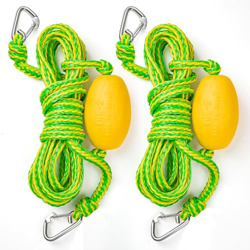 Floating Water Safety Rope with Clip – Quick Connect to River Tube, Kayak Dog Safety Vest &Floating Lily Pad, Kayak Tow Rope, 15FT, 1200LBS, Stainless Steel Clips