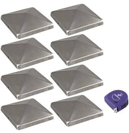 vasalat Pfostenkappe 10x10 cm - Pfosten Abdeckkappen - Pfostenabdeckung aus rostfreiem Edelstahl inklusive Schrauben - 8 Stück