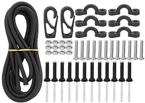 FRELEAN Kajak Kanu -Elastizitätseil mit Haken | Starke Nylonschnalle & Edelstahlschrauben | 8ft dehnbares Seil für Fischerboote/Campingzelte | 6mm Latexkern, 190g