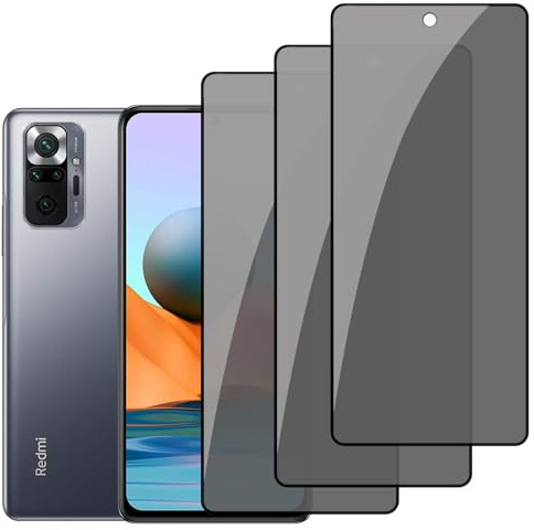 nulala 3 Piezas Privacidad Protector Pantalla para Xiaomi Redmi Note 10 Pro (6,67 Pollici), Antiespía Cristal Templado Protector de Pantalla Película, 9H Dureza, Antiarañazos, Sin Burbujas