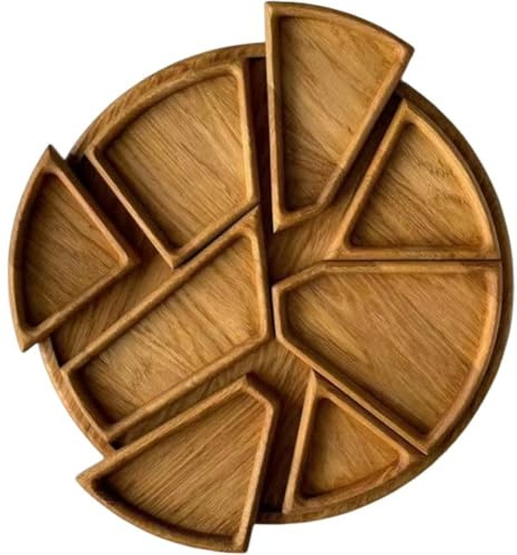 Ymxygz Rundes Serviertablett Aus Holz, Dessert-tischtablett, 8-Fach Unterteilte Platte, Snack-serviertablett, Lebensmitteltablett, Sektions-partyplatten