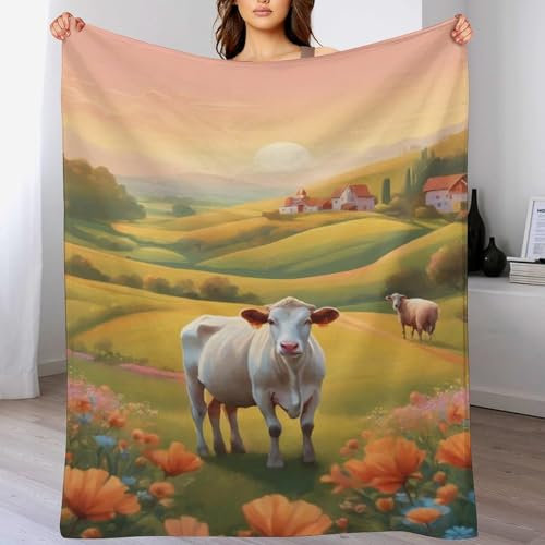 Milk Kuh Decke Kuscheldecke Mit 3D Muster Fleece Warm & Weich Flauschige Flannel Decken, Vier Jahreszeiten Bett Sofadecke 130×180cm
