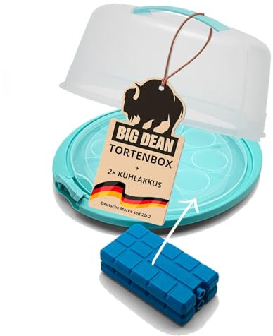 BigDean Tortenbehälter mit Kühlakku Kuchen Transportbox mit Kühlung inkl. 2 Kühlakkus Made in Germany
