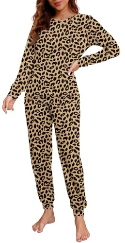 PrinStory Womens Pajama Set Long Sleeve Tops And Pajama Bottoms For Women With Pockets Sleepwear Nightwear Soft Pjs Lounge Sets