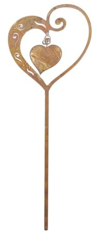 Heart Shape Rusty Iron Garden Stake Weather Ground Stake Outdoor Decors For Wedding Gift Lawns Patios Iron Art Animal Yard Ornament