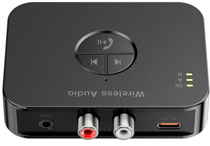 Adattatore audio Bluetooth 5.4, ricevitore adattatore audio wireless per sistema audio, RCA/AUX/Type-C/USB