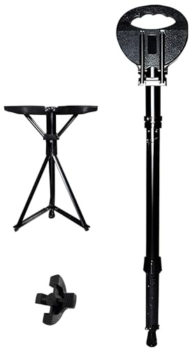 Canne Siege Pliante Légère Canne de Marche Portable avec Siège Pliable Légère et Antidérapante en Aluminium avec Bâtons de Marche
