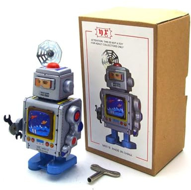 AYUNJIE Wind Up Toy MS518 Aerospace Repair Robot Tin Toy Personalized Decoration Creative Crafts Collectible Kids Gift for Boys Girls
