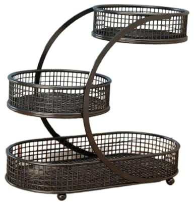 TAIZhiChen Cesto per, Portaverdure, Cesto Portaoggetti in Ferro per Prodotti Freschi, Ripiano per Verdure, Cesto per a Più Livelli per Il Pia, Nero