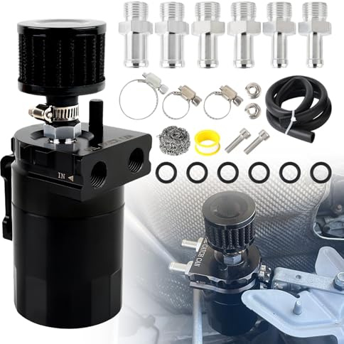 Recipiente para aceite Frawacy de 300 ml, con filtro de aire, separador universal de aire/aceite para motor, kit para depósito de aceite, color negro