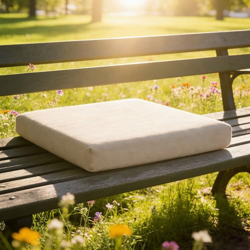 Trädgårdsdyna för Utomhusbruk 60 x 160 cm Halkfri Sittdyna Bänkdyna Inomhus Utomhus Högdensitetsminnesskum för Matsal, Burspråk, Schäslong, Soffa, Gungor, Beige