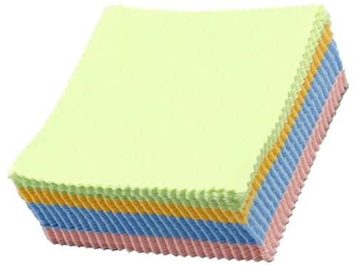 Paños de Microfibra para Limpiar Gafas 10x10 Cm, 100 Unidades de Colores Surtidos, Paño y Compacto para Limpieza de Lentes, Cristales y Pantallas Delicadas, Uso Profesional