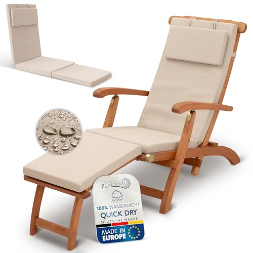 Beautissu Auflage 2er Set Polsterauflage für Liegestuhl Outdoor