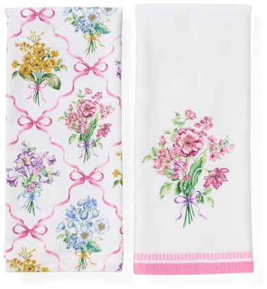 Lenox Bouquet Ribbon Kitchen Towels, Set of 2, Multicolor, 18 W x 28 L