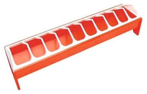 Kerbl Geflügel-Futtertrog 75x12 cm | Rot, 75 × 12 cm, Kunststoff, leicht zu befüllen und einfach zu reinigen