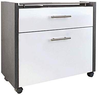 Schildmeyer Waschbeckenunterschrank 133074 Trient, 67 x 35 x 60,5 cm, weiß glanz / esche grau Dekor